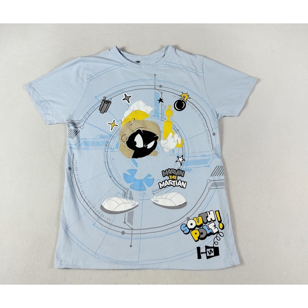 Warner Bros Looney Tunes Marvin The Martian South Pole‎ Shirt Boys Medium Blue